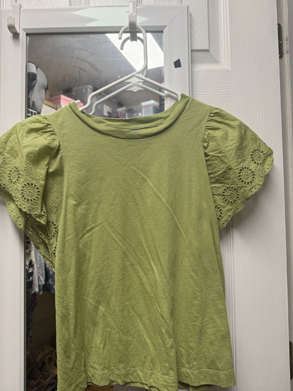 Old Navy Eyelet Flutter Sleeve Tee in Light Green